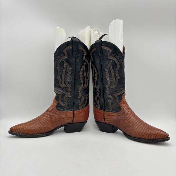Tony Lama 8243 Lizard Leather Western Cowboy Boots Men\'s 8.5D Exotic main image 9